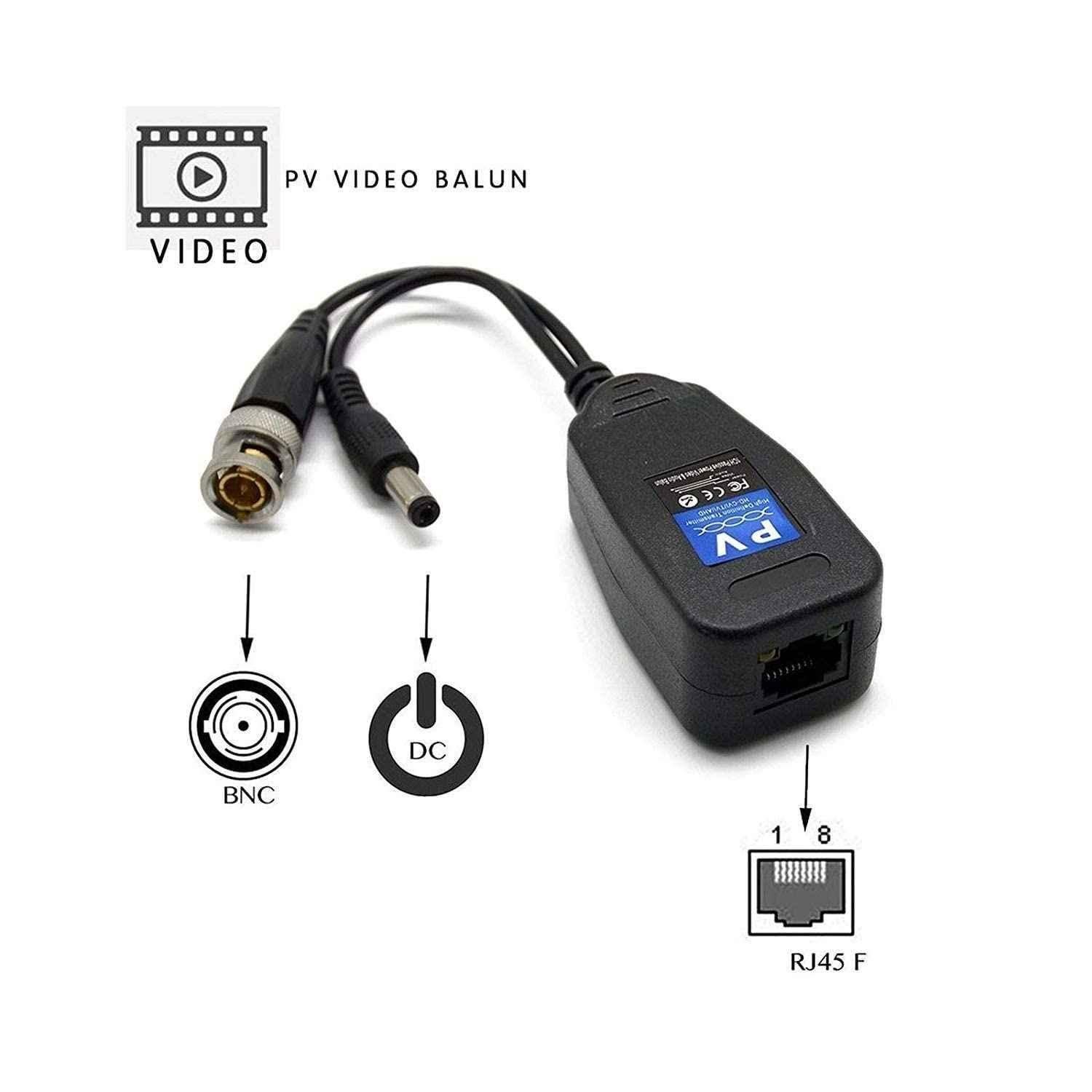 Mak World DC to RJ45 Network PV Passive Video Balun BNC Transceiver Adapter for Full HD CCTV DVR Security Surveillance Camera System - view 2