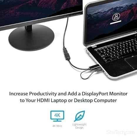 Mak World 15cm 4k HDMI to DP Video Adapter with USB Power for PC, Laptop, Monitor, TV & Projector - view 3