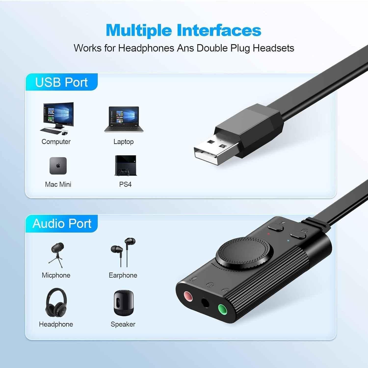 Mak World USB to Stereo Audio External Sound Adapter for Windows & Mac - view 1