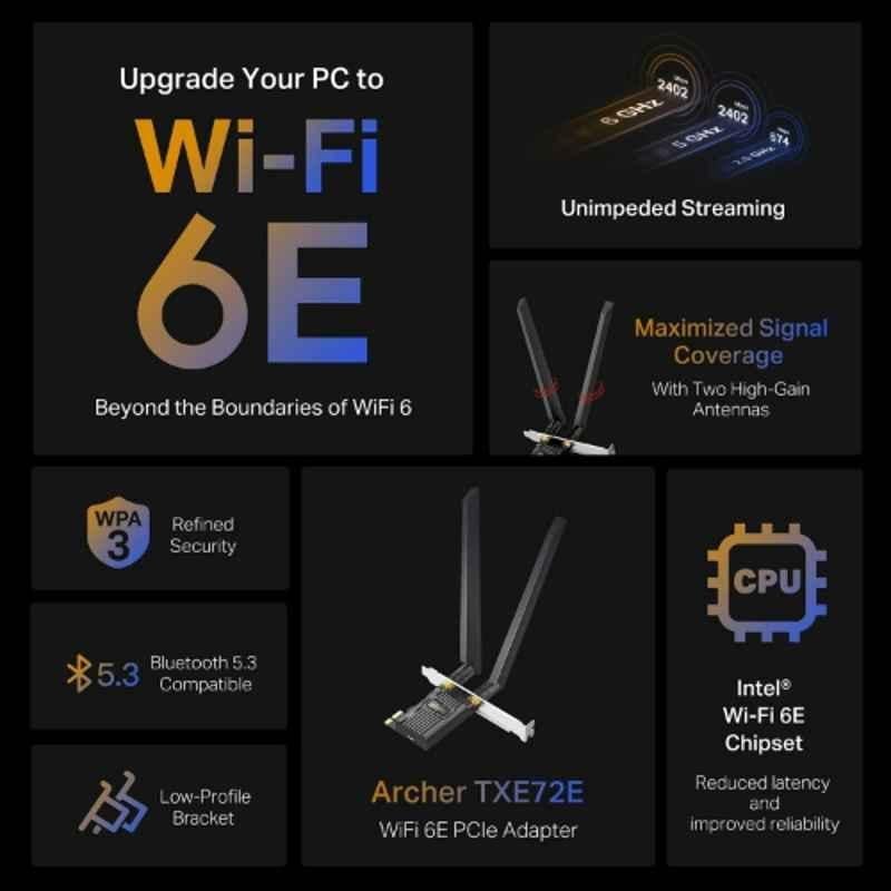 TP-Link AXE5400 5400Mbps Wi-Fi 6E PCIe Card for PC Desktop, Archer TXE72E - view 3