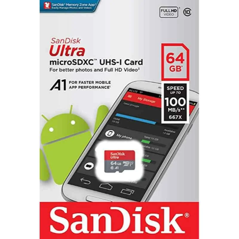 Sandisk 64GB MicroSDXC Memory Card, SDSQUAR-064G-GN6MN - view 3