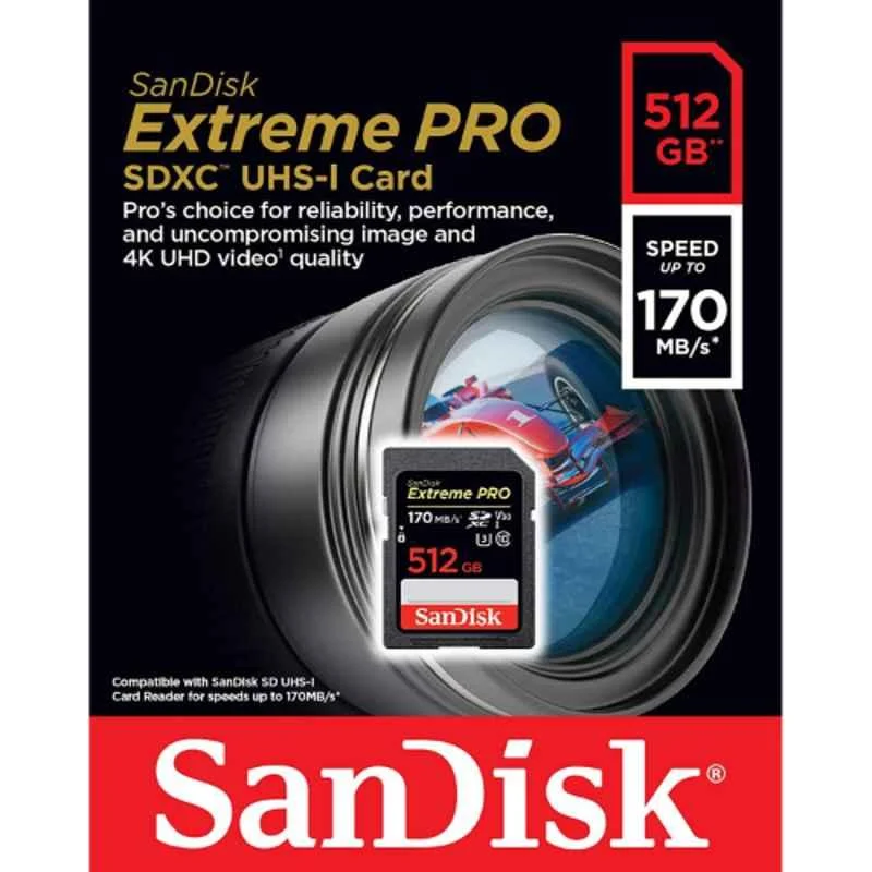 SanDisk Extreme Pro 512GB SDXC Camera Card, SDSDXXY-512G-GN4IN - view 1