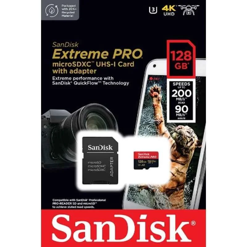 SanDisk Extreme Pro 128GB SDXC Class 10 Memory Card, SDSQXCD-128G-GN6MA - view 1