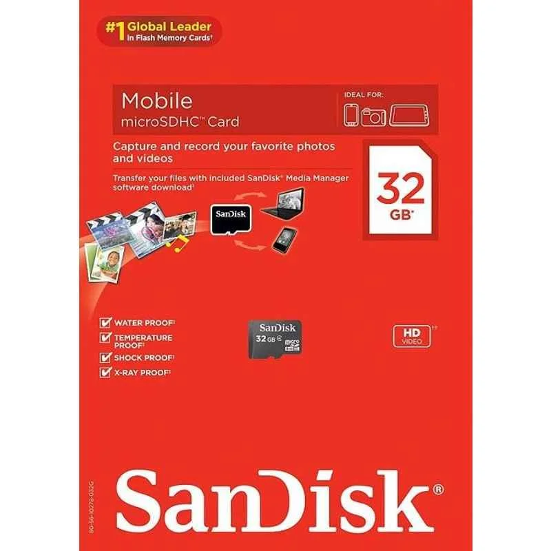SanDisk 32GB Class 4 Micro SD Memory Card, SDSDQM-032G-B35 - view 1