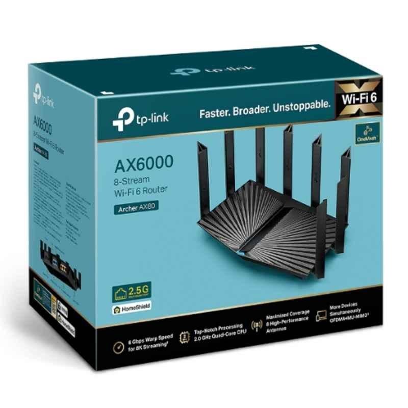 TP-Link Archer AX80 6000Mbps 8-Stream Wi-Fi 6 Black Wireless Router, AX6000 - view 1