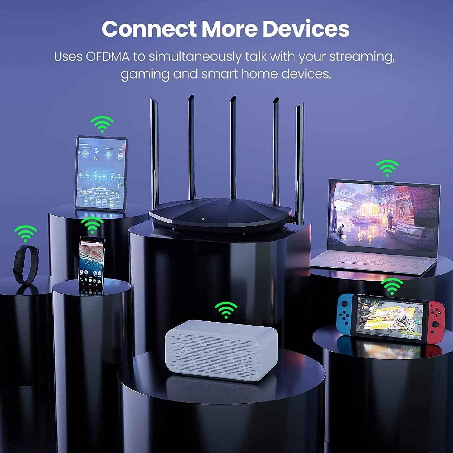 Tenda RX2 Pro 1.5Gbps Black Wi-Fi 6 Smart Dual Band Wi-Fi Router with High-Gain Antennas, 3 Gigabit LAN Ports & WPA3+OFDMA+MU-MIMO, AX1500 - view 2