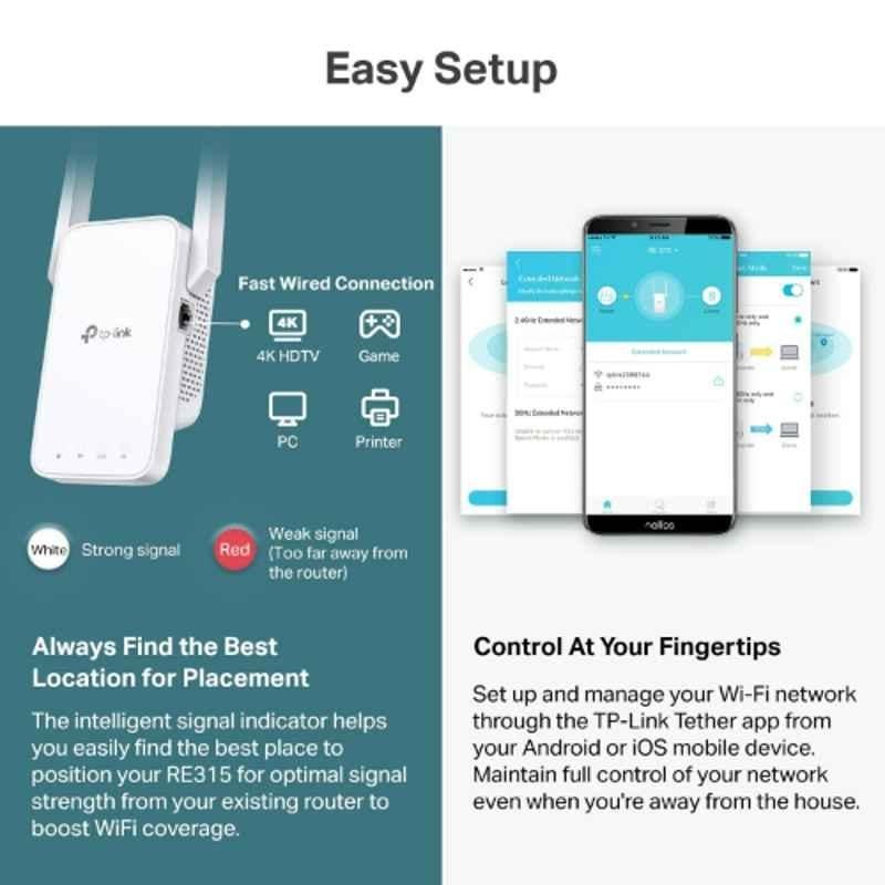 TP-Link AC1200 1200Mbps Dual Band WiFi Booster with External Antennas, RE315 - view 1