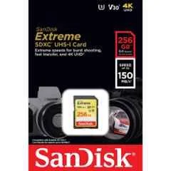 SanDisk Extreme 256GB SDXC Camera Card, SDSDXV5-256G-GNCIN - view 1
