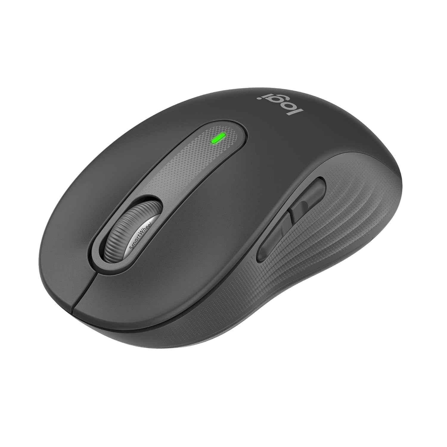 Logitech Signature M650 Graphite Wireless Mouse with Silent Clicks, Customisable Side Buttons & Bluetooth