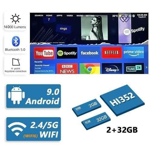 AUN AKEY7 MAX Pro 12000 Lumens Projector for Home 4K Support Google Certified 4K Android TV Stick YouTube PrimeVideo Netflix Hotstar 2GB 16GB 5G WiFi Bluetooth Native Full HD AUN Projector - view 2