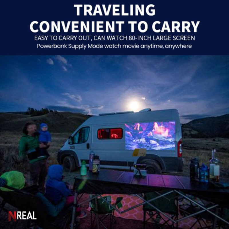 NReal Nova Go 4200 Lumens Mini Portable Projector, FHD 1080 Support, Dual Power Inputs, Power-Bank Compatible, USB, HDMI, Built-in Speakers, Remote - view 7