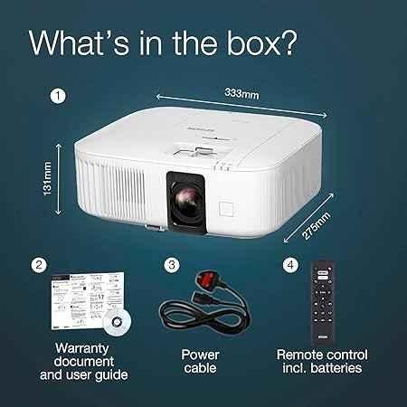 Epson EH-TW6250 2800 ANSI Lumens Smart Laser Projector, 4K Pro Ultra HD, Android TV, 4K Streaming, Gaming mode with 20ms latency, Built-in Speakers - view 1