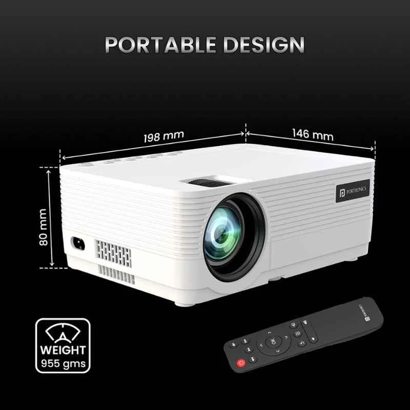 Portronics Beem 420 3200lm LED Portable Projector Native FHD 1080p, Bluetooth + USB + HDMI, iOS Screen Mirroring, 5W Speaker, 250" Screen, POR-1985 - view 1