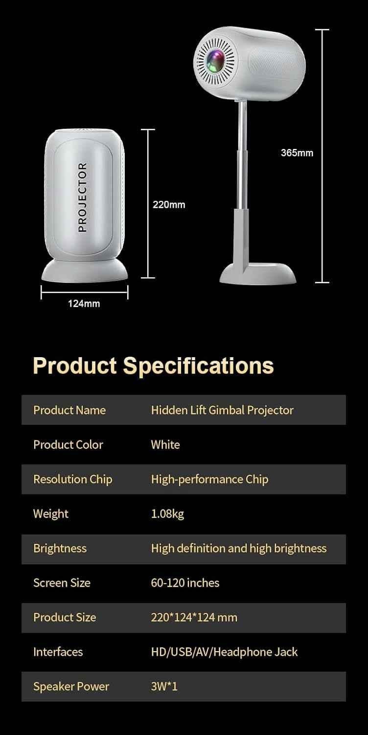 Punnkk X1 Pro 6500 Lumens Portable Android Projector with Gimbal, Native 1080p, 4K Support, Screen Share, Auto Keystone, WiFi BT 5, Bulit-in Speaker - view 2