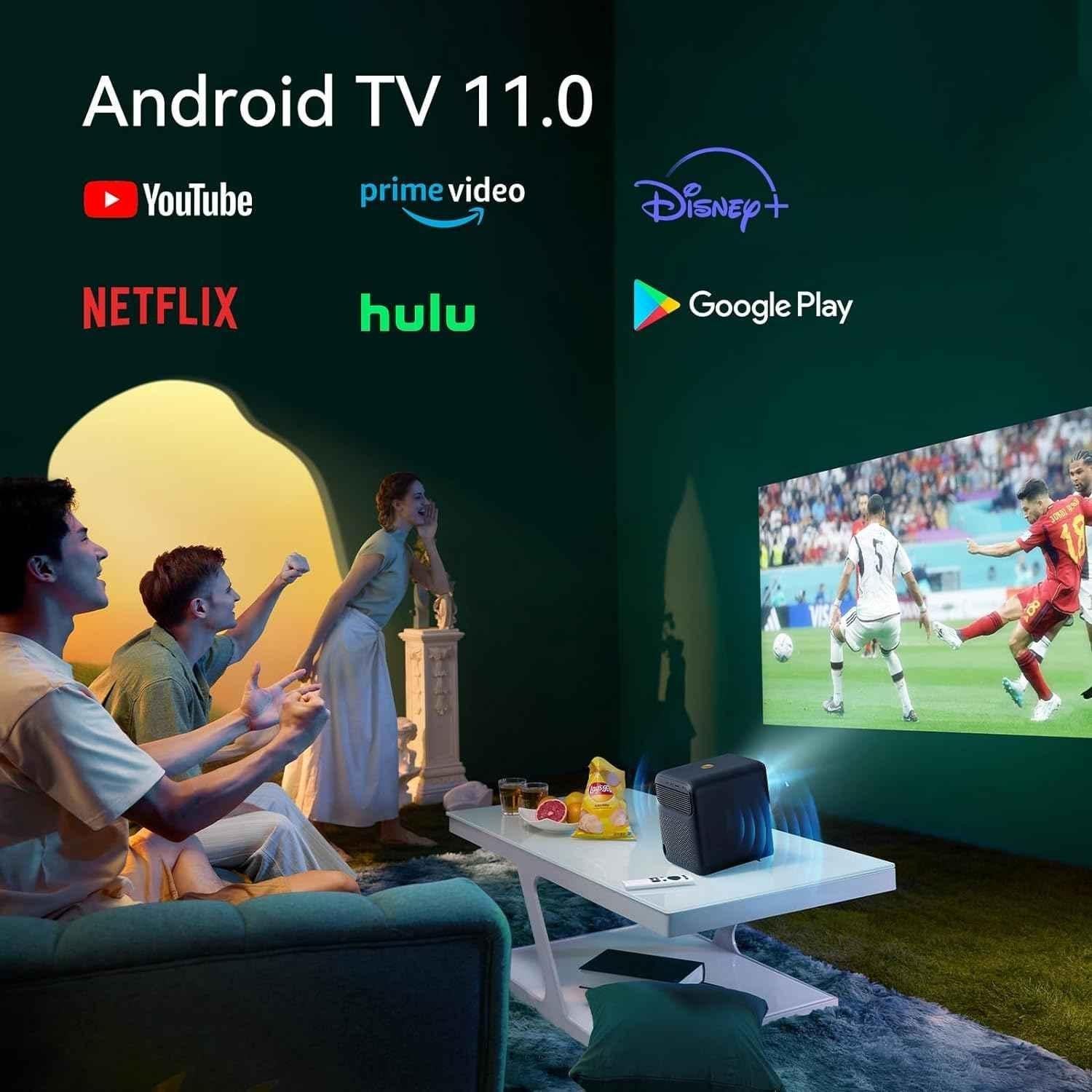 WANBO Mozart 1 Pro 900 ANSI Lumens Official Android TV Projector Native 1080P, 4K HDR, Chromecast, Google Assistant, Dust Proof, 16W Speaker - view 2