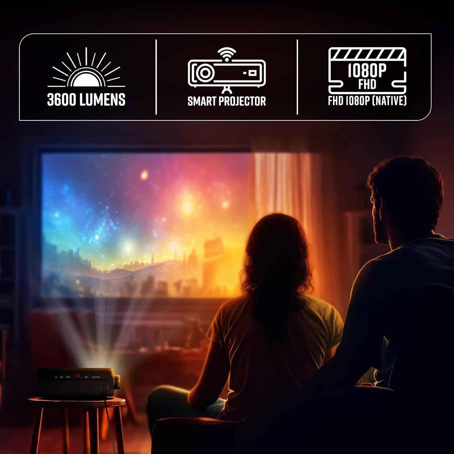 Zebronics PIXAPLAY 15 5500 Lumens Smart Projector, 4K Support Native 1080p, with Dolby Audio, Android OS, Miracast, Wi-Fi + Bluetooth, 180 inch Screen - view 2