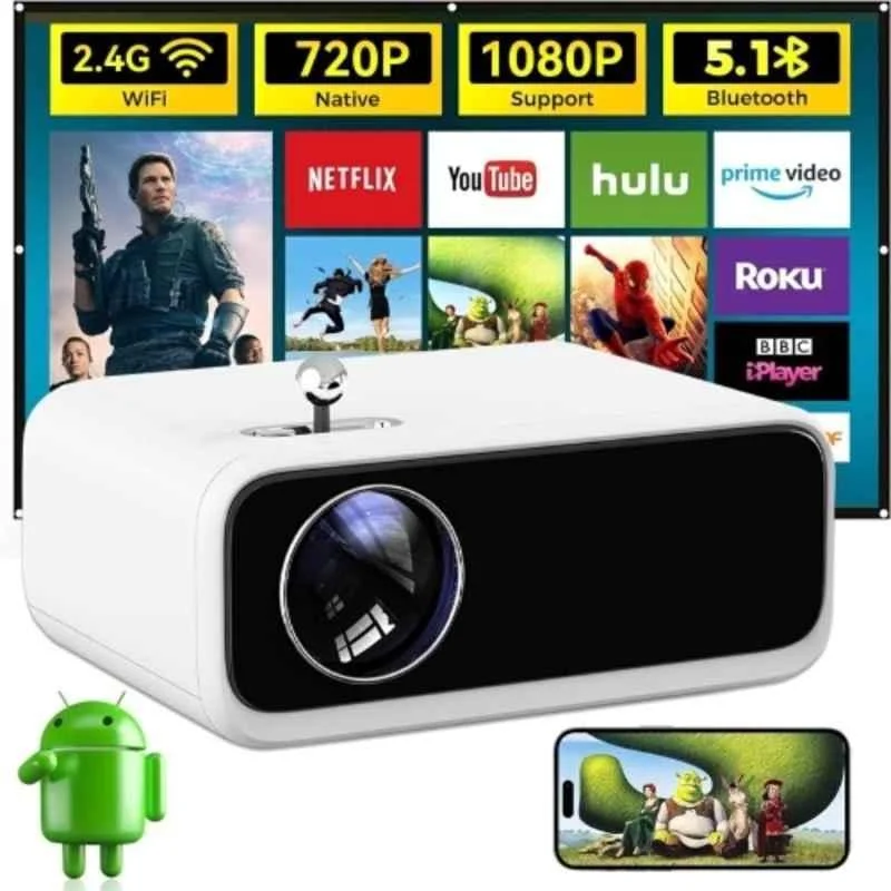 WANBO Mini Pro 8000 Lumens Portable Android Projector, Native 720p FHD, 1080p Support, Wi-Fi + BT, Netflix, Prime & More, 176" Screen, Built-in Speaker - view 8
