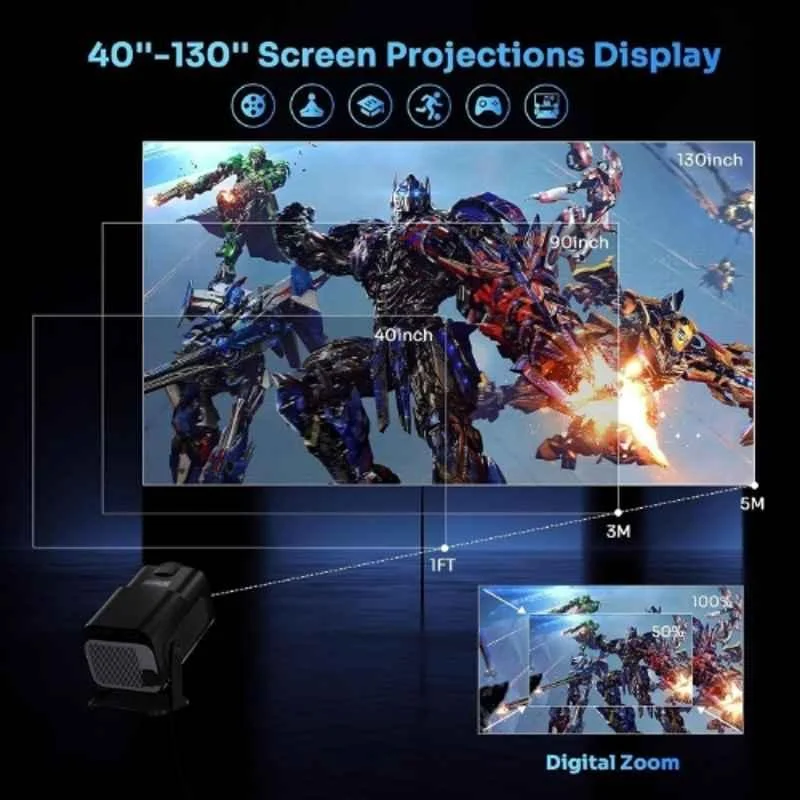 PLAY Freestyle Black 4K Decode 1080p FHD 5500lm Android 13 Auto Keystone BT Wireless Remote Portable Projector - view 1