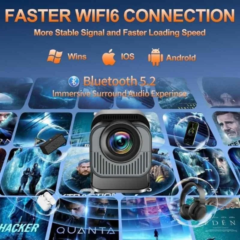 PLAY Freestyle Black 4K Decode 1080p FHD 5500lm Android 13 Auto Keystone BT Wireless Remote Portable Projector - view 3
