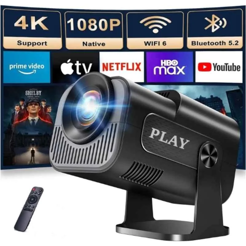 PLAY Freestyle Black 4K Decode 1080p FHD 5500lm Android 13 Auto Keystone BT Wireless Remote Portable Projector - view 4