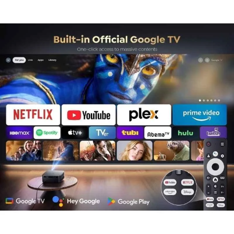PLAY Mac Pro Black 25000lm 2500 ANSI Android 11 5G WiFi BT UHD Google Certified Auto Keystone Remote Portable Projector - view 3