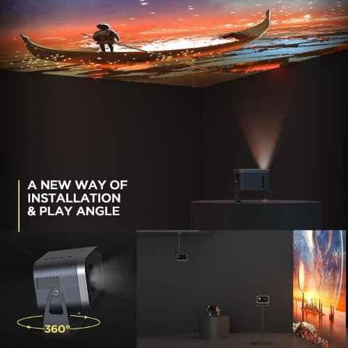 AUN F Style 720p Native Resolution Projector for Home 4K Support, Android 11, 4500 Lumen (390 ANSI) 5G WiFi 6 Bluetooth Inbuilt YouTube Netflix PrimeVideo Hotstar 3W Speaker HDMI USB 150" Max Display - view 1