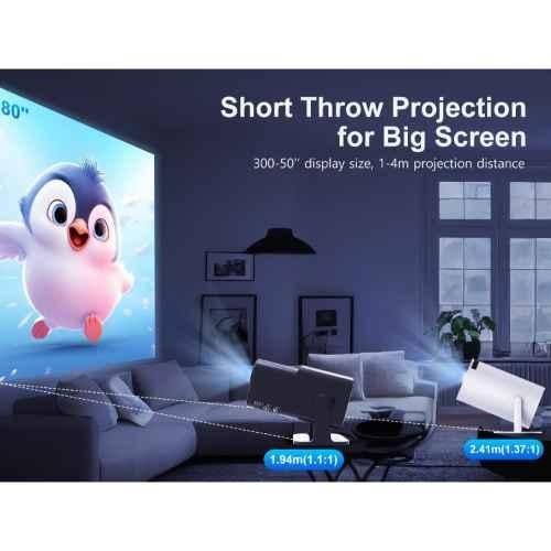 AUN Free Style 1080p Native Resolution Projector for Home 4K Support, Android 11, 6000 Lumen (490 ANSI) 5G WiFi Bluetooth Inbuilt YouTube Netflix PrimeVideo Hotstar Speaker HDMI USB 150" Max Display - view 3