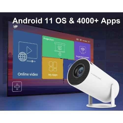 AUN Free Style 720p Native Resolution Projector for home 4K Support, Android 11, 3500 Lumen (300 ANSI) 5G WiFi Bluetooth Inbuilt Netflix PrimeVideo Hotstar 3W Speaker HDMI USB 150" Max Display (White) - view 3