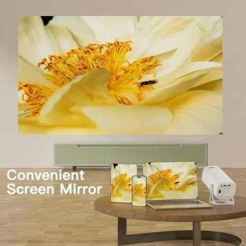 TecSox Ivory 11000 Lumens Smart Mini Portable Projector, Native 720p, 4K 1080p Support, Android 11, Wi-Fi 6, Bluetooth 5, USB + HDMI, Rotatable (White) - view 1