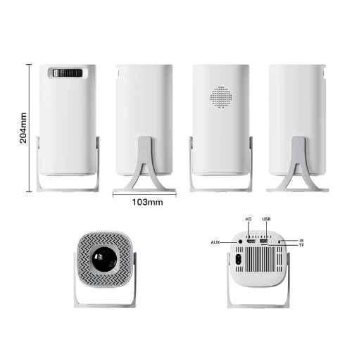 TecSox Ivory 11000 Lumens Smart Mini Portable Projector, Native 720p, 4K 1080p Support, Android 11, Wi-Fi 6, Bluetooth 5, USB + HDMI, Rotatable (White) - view 2