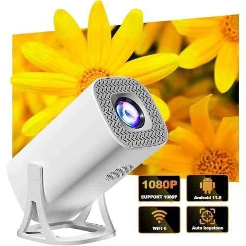 TecSox Ivory 11000 Lumens Smart Mini Portable Projector, Native 720p, 4K 1080p Support, Android 11, Wi-Fi 6, Bluetooth 5, USB + HDMI, Rotatable (White) - view 4