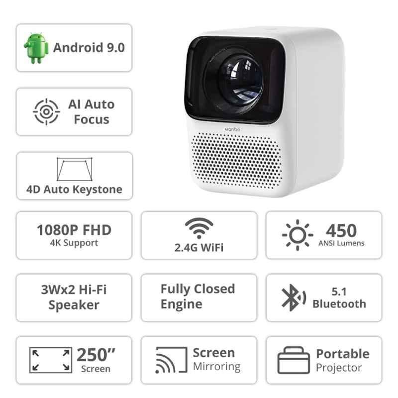 Wanbo T2 Max 1080p FHD 4K HDR Snow White Auto Focus Projector with 450 ANSI & Android 9.0 - view 4