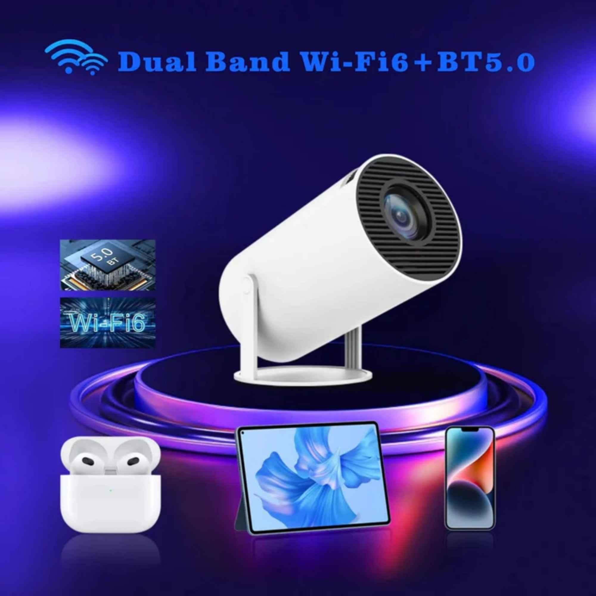 TECSOX Luma 11000 Lumens Portable Mini Smart Projector, Native 720p, 4K UHD Support, Built-in Android 11, WiFi 6, Bluetooth 5, 180 Rotatable (White) - view 2