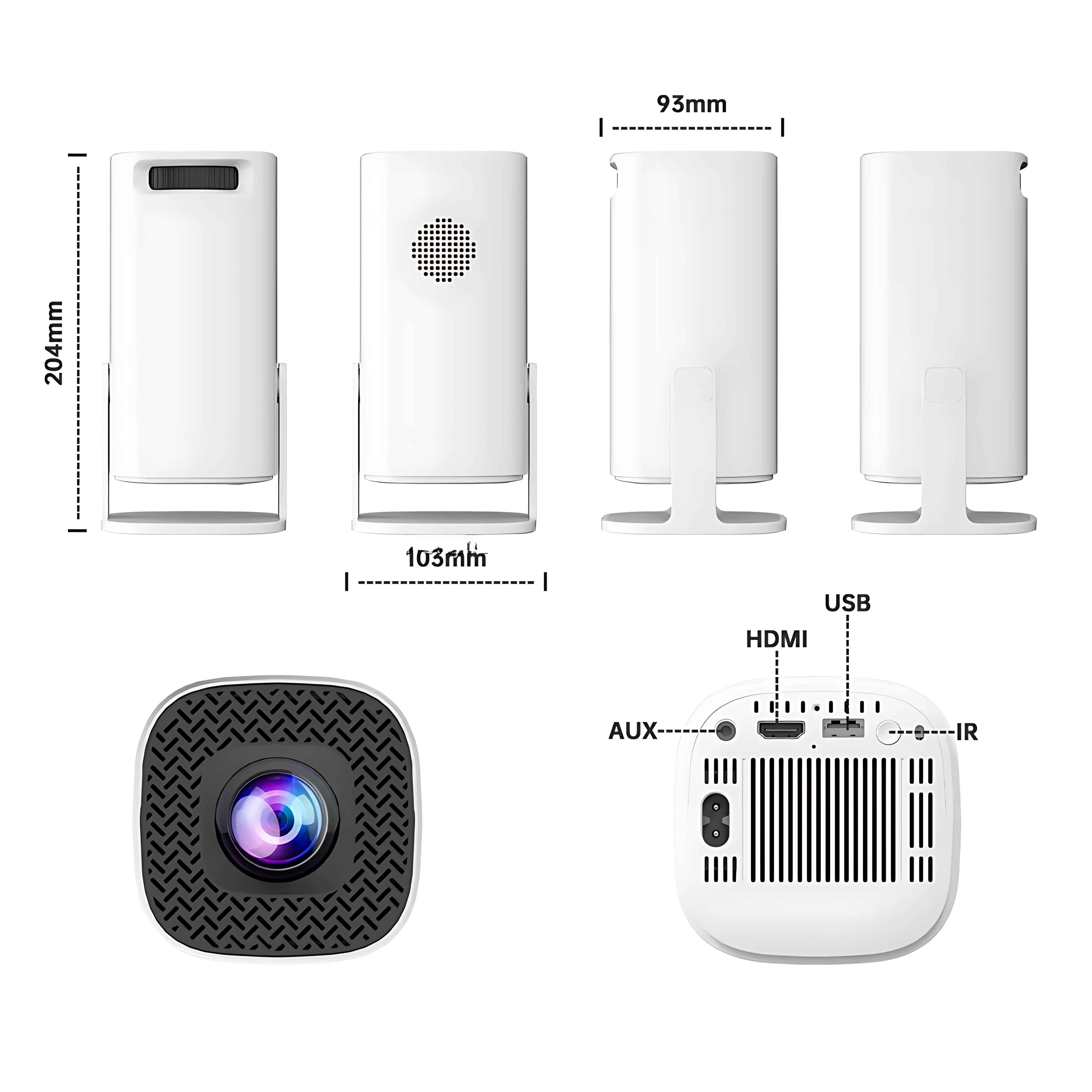 Cybernautt PJ03 5000 Lumens Android 11 Portable Gaming Projector FHD 1080p Native, 4K UHD Support with Wireless Controllers, Rotatable, BT+Wi-Fi - view 1