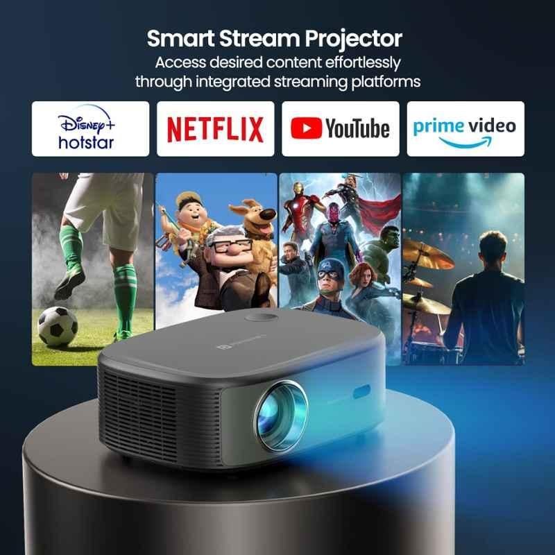Portronics Beem 430 10000 lm LED Projector Native 1080p 4K UHD Support, Built-in Streaming Apps, 14W Speakers, Dolby Audio, Auto Focus (Black) - view 3