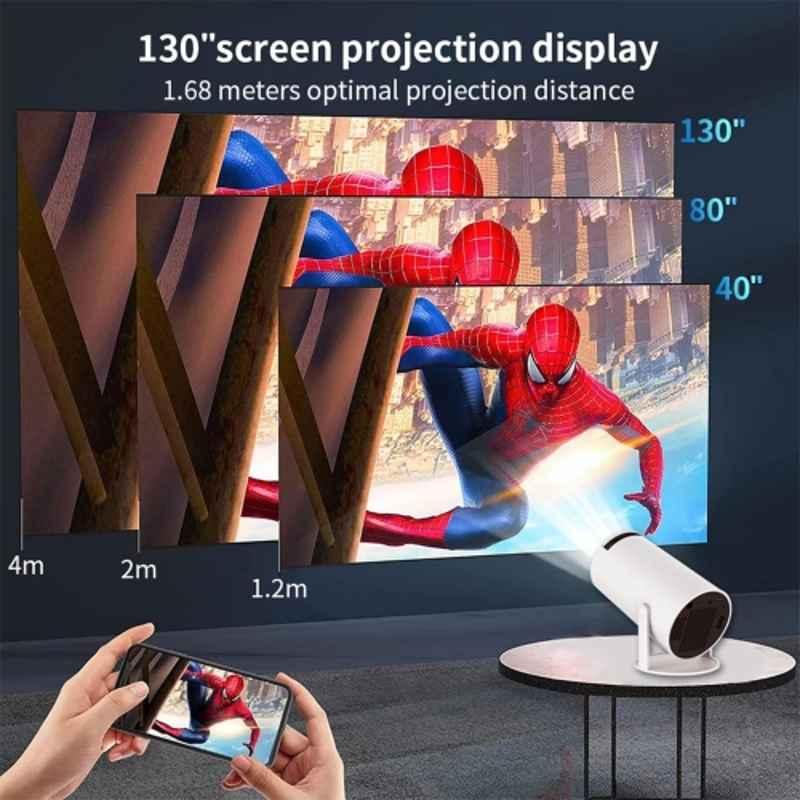 Punnkk HY300 4500 Lumens Portable Projector, Native 720p, 2K Support, Andorid 12, Wireless Screen Mirroring, WiFi + Bluetooth, InBulit Speaker (White) - view 1