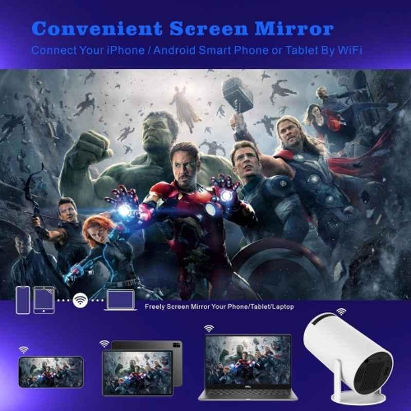 Punnkk HY300 4500 Lumens Portable Projector, Native 720p, 2K Support, Andorid 12, Wireless Screen Mirroring, WiFi + Bluetooth, InBulit Speaker (White) - view 2
