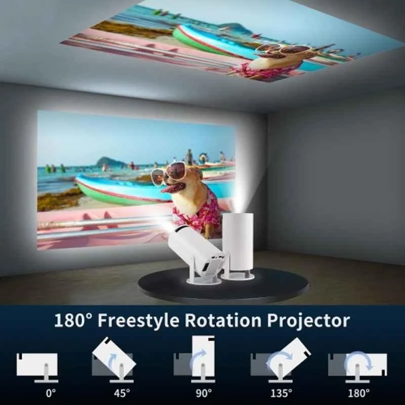 Punnkk HY300 4500 Lumens Portable Projector, Native 720p, 2K Support, Andorid 12, Wireless Screen Mirroring, WiFi + Bluetooth, InBulit Speaker (White) - view 3