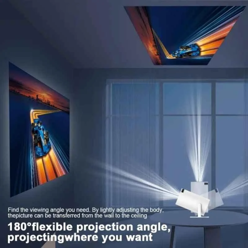 Punnkk HY300 4500 Lumens Portable Projector, Native 720p, 2K Support, Andorid 12, Wireless Screen Mirroring, WiFi + Bluetooth, InBulit Speaker (White) - view 5