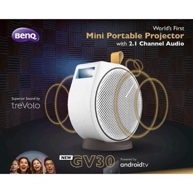 BenQ GV30 300 ANSI Lumens Portable Smart Projector 1280p, Certified Android TV, Inbuilt OTT Apps, 16W Speakers, WiFi, HDMI, USB-C, 100" Screen (White) - view 1