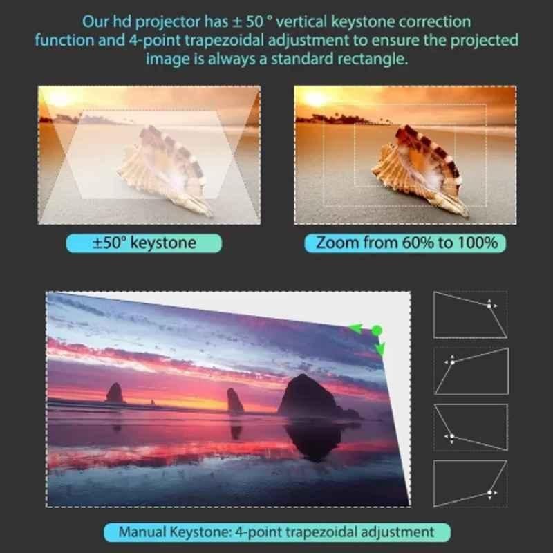 Hardon 1920x1080p 4K 3D FHD Android LED Smart Black Portable Projector, H9.0-001FK - view 1