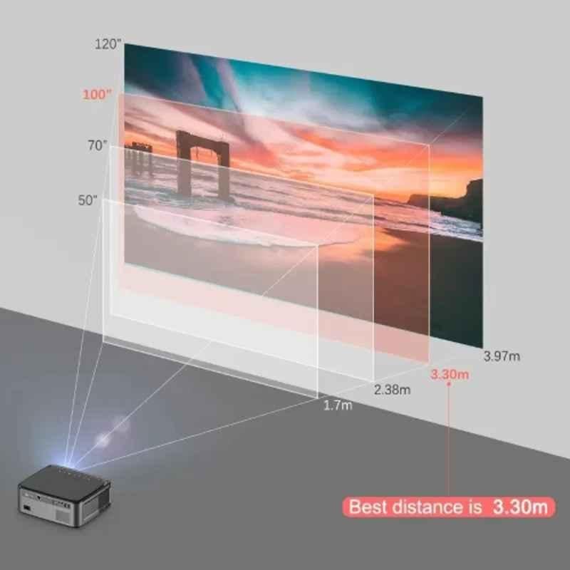 Hardon 1920x1080p 4K 3D FHD Android LED Smart Black Portable Projector, H9.0-001FK - view 2