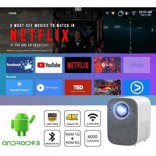 AUN ET50A Android Projector Electric Focus Full HD 1080p AUN Projector for Home 4K 6900 Lumens WiFi Bluetooth Builtin Android Apps, Mobile Screen Mirror Portable Projector for Home Cinema - view 3