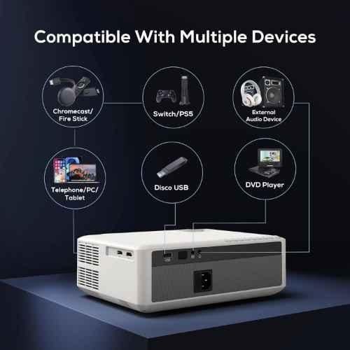 AUN AKEY6S Native Full HD Projector 1080p for Home, 7500 Lumen Android 9 Projector for Home 4K WiFi Bluetooth YouTube Netflix PrimeVideo Hotstar Multi Media for Home Cinema - view 1