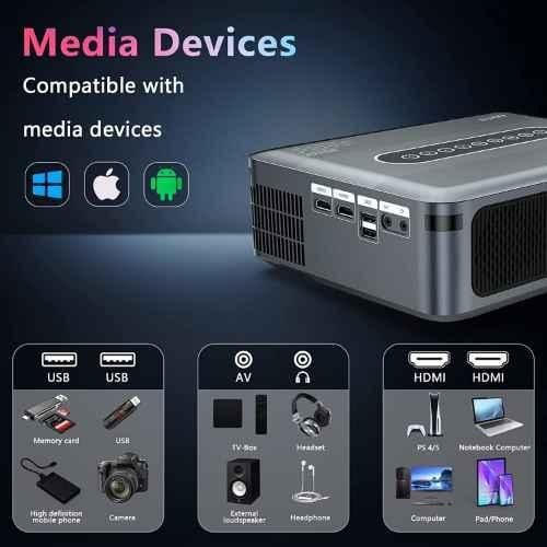 AUN X1 1080p Native Resolution Projector for Home 4K 8000 Lumen (750 ANSI) Android Certified 5G WiFi Bluetooth Inbuilt Netflix PrimeVideo Hotstar Dolby 8W Speaker HDMI ARC USB 300" Max Display - view 1