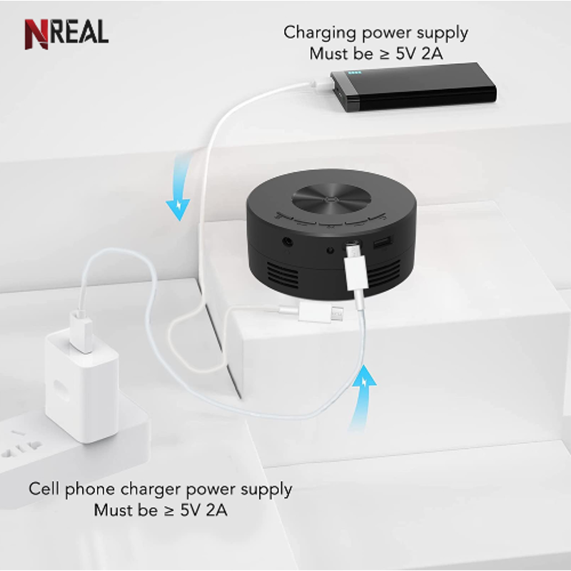 NReal Nova Dot 9000 Lumens Mini Portable Projector, FHD 1080p, 4K Support, USB, Screen Mirror, Eye Protection, Auto Wall Fit, Manual Focus, Speakers - view 3