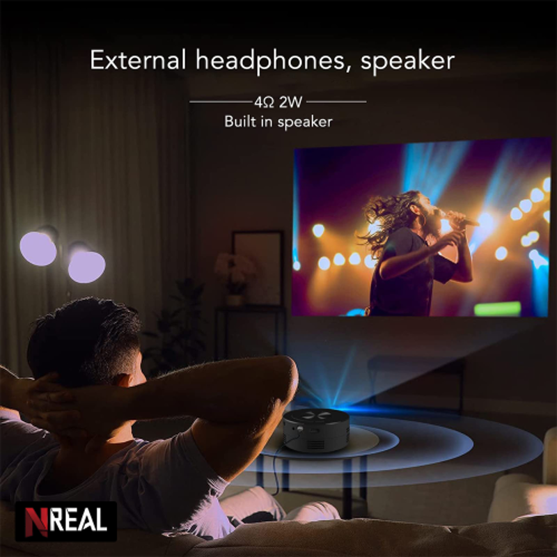 NReal Nova Dot 9000 Lumens Mini Portable Projector, FHD 1080p, 4K Support, USB, Screen Mirror, Eye Protection, Auto Wall Fit, Manual Focus, Speakers - view 4