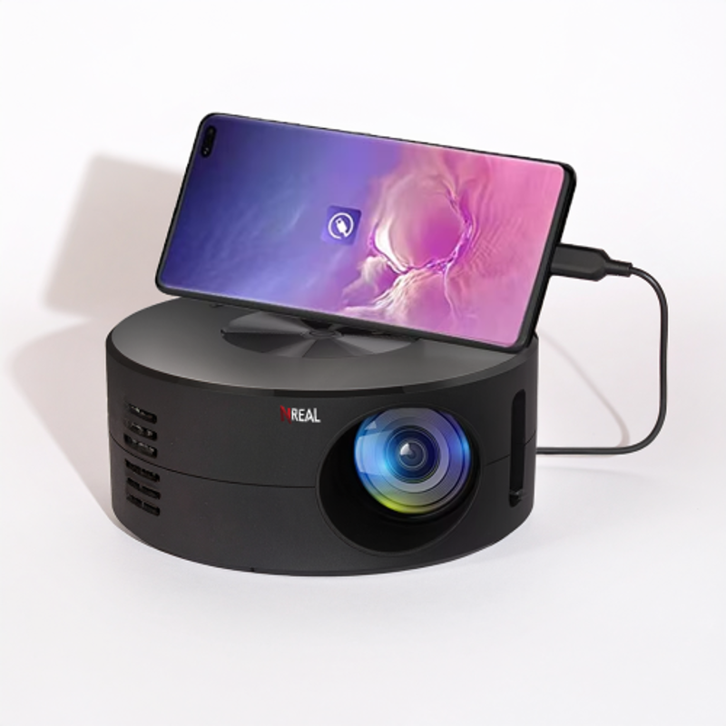 NReal Nova Dot 9000 Lumens Mini Portable Projector, FHD 1080p, 4K Support, USB, Screen Mirror, Eye Protection, Auto Wall Fit, Manual Focus, Speakers - view 7
