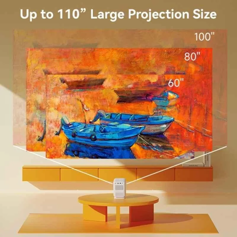 WANBO Dali 8200 Lumens Android Portable Projector, Native 720p FHD, 1080p Support, Wi-Fi & BT, Auto Focus, 2 Bulit-in Speakers, Netflix, Prime & More - view 2