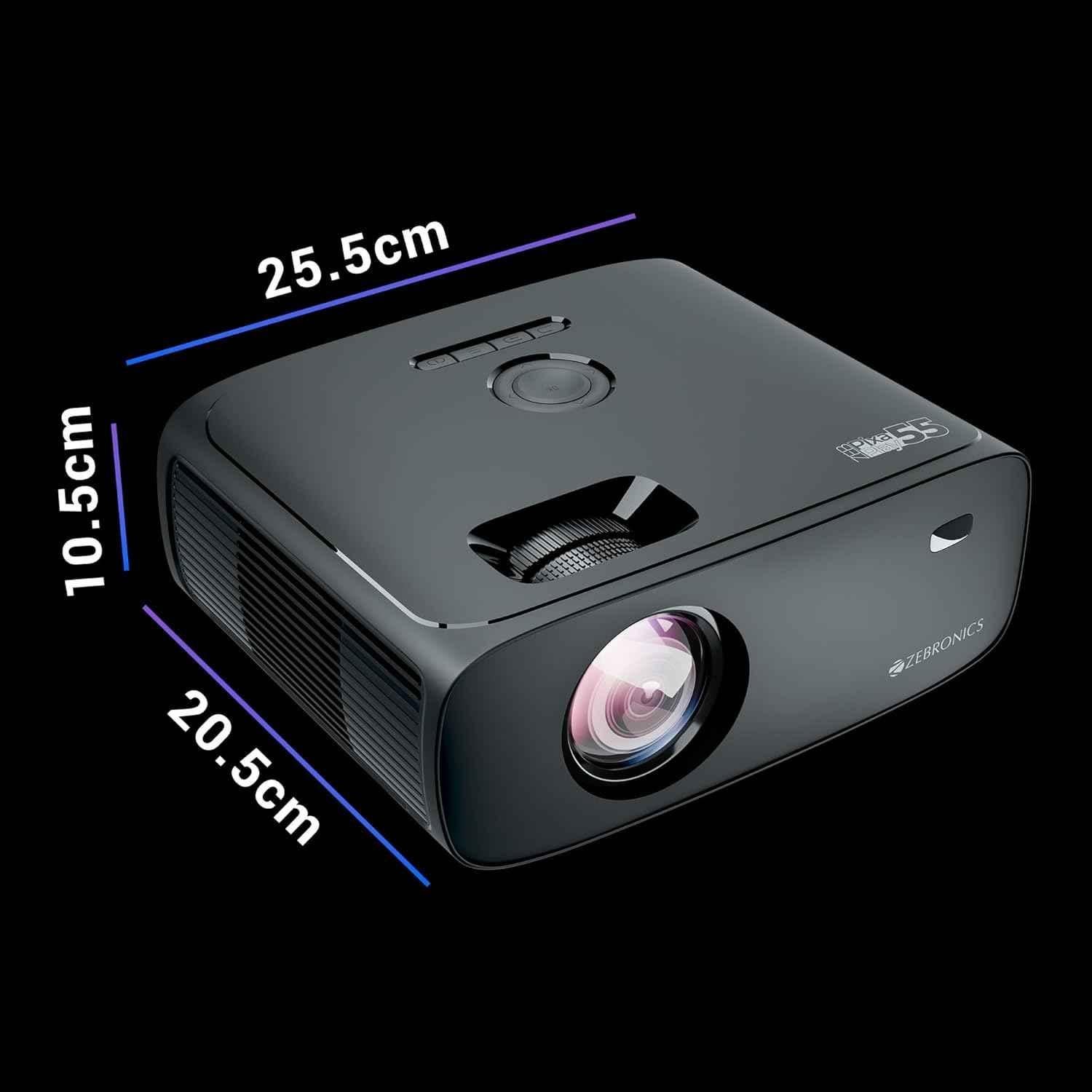 Zebronics PixaPlay 55 150 inch 8000lm 1080p Smart Projector with 4K Support, Quad Core Processor, Bluetooth, HDMI, USB, Wi-Fi, microSD, AUX, APP Support & Miracast - view 1